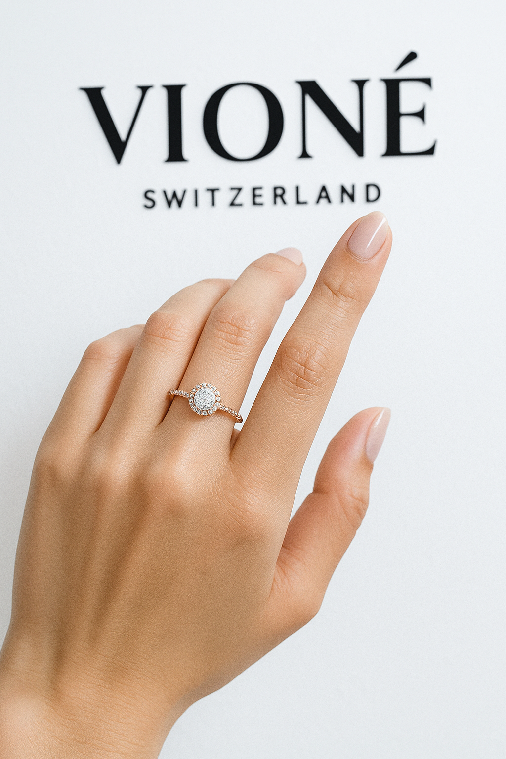 Elegant 18K Rose Gold Moissanite Halo Ring – Timeless Sparkle for Her